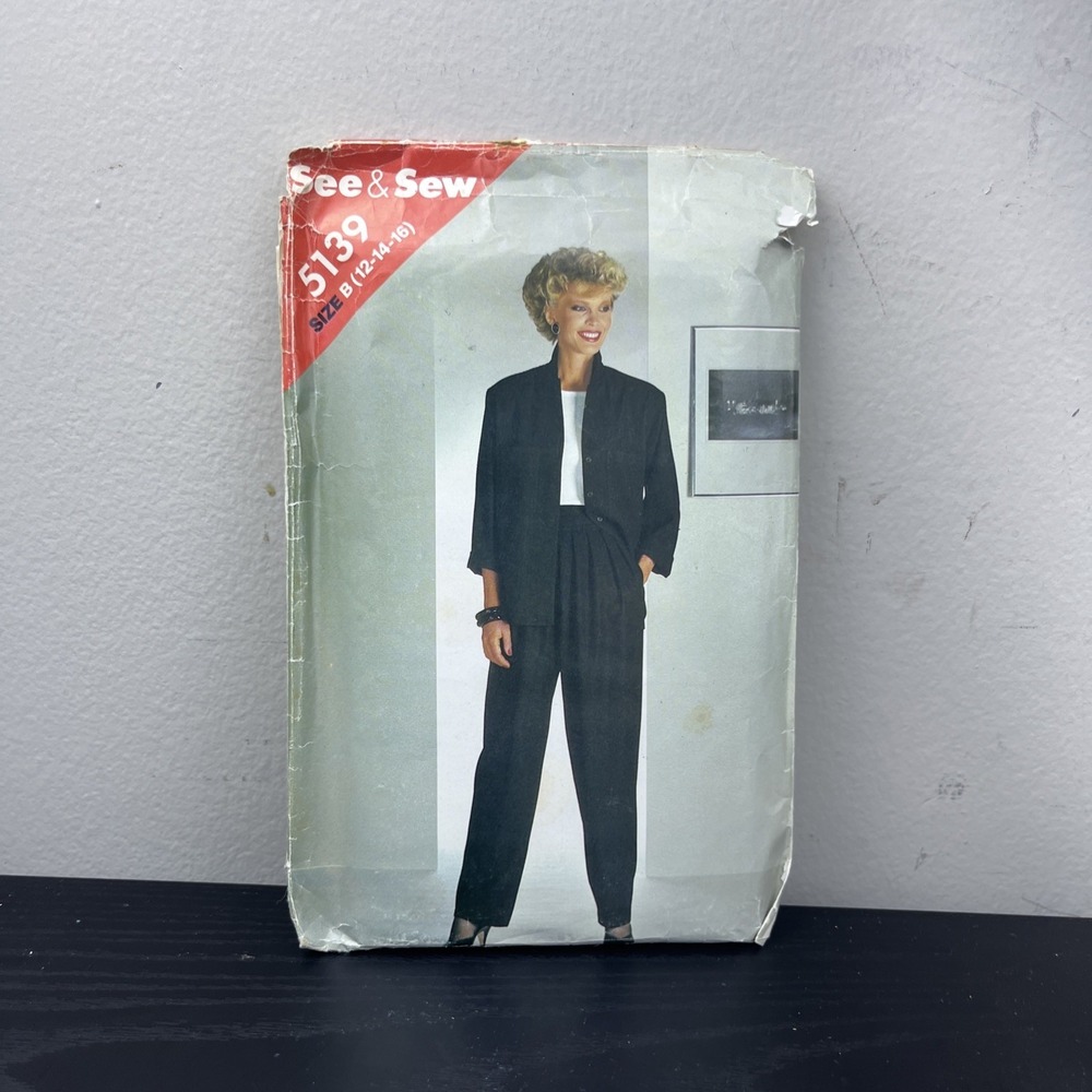 Vintage Butterick See‎ & Sew 5139 Misses Jacket & Pants Pattern Size B 12-14-16